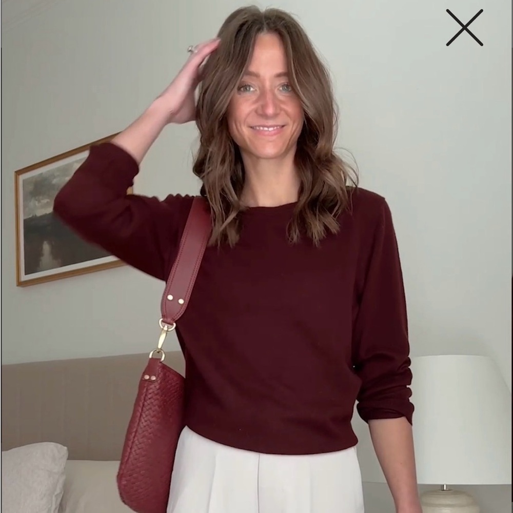 NWT Quince Rich Burgundy Crew Neck Sweater